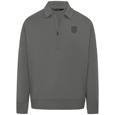 Men's Levelwear Gray USMNT Luxe Signature Quarter-Zip Tri-Blend Sweatshirt