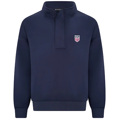 Men's Levelwear Navy USMNT Luxe Signature Stein Quarter-Zip Tri-Blend Sweatshirt with 3-D Patch