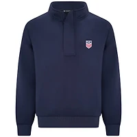Men's Levelwear Navy USMNT Luxe Signature Stein Quarter-Zip Tri-Blend Sweatshirt with 3-D Patch