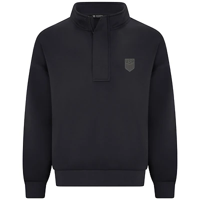 Men's Levelwear Black USMNT Luxe Signature Stein Quarter-Zip Tri-Blend Sweatshirt