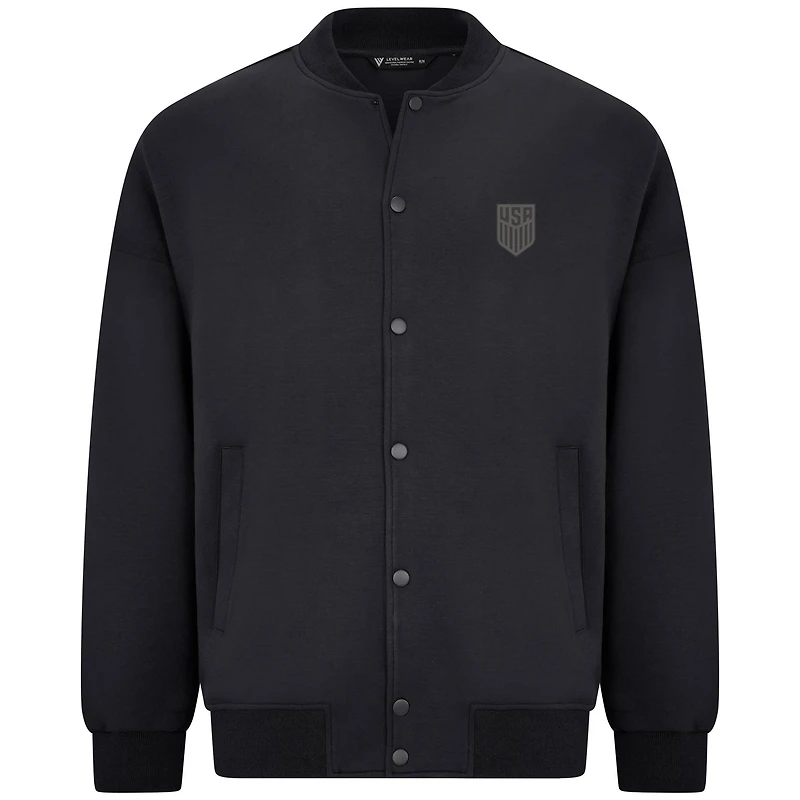 Men's Levelwear Black USMNT Luxe Signature Bomber Jacket