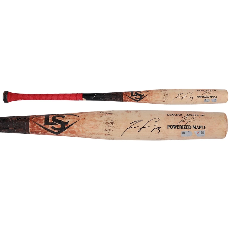 Ronald Acuna Jr. Atlanta Braves Autographed Game-Used Tan/Black Louisville Slugger Broken Bat vs. Miami Marlins on August 25, 2025