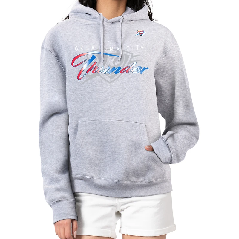Women's G-III 4Her by Carl Banks Gray Oklahoma City Thunder Shadow Logo Tri-Blend Fleece Hoodie
