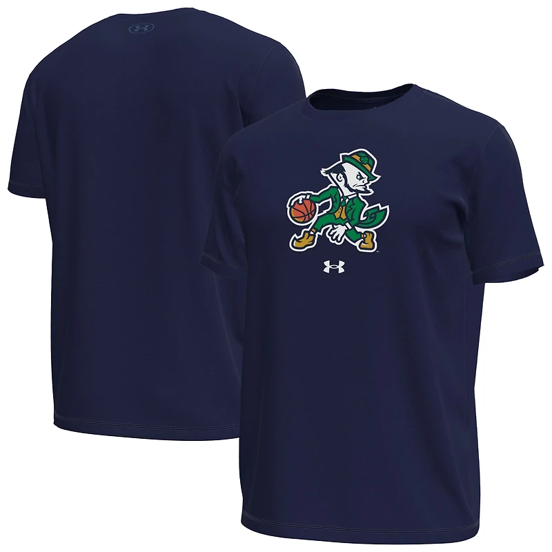 Men's Under Armour Navy Notre Dame Fighting Irish Basketball Leprechaun Tech Stretch T-Shirt