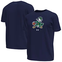 Men's Under Armour Navy Notre Dame Fighting Irish Basketball Leprechaun Tech Stretch T-Shirt