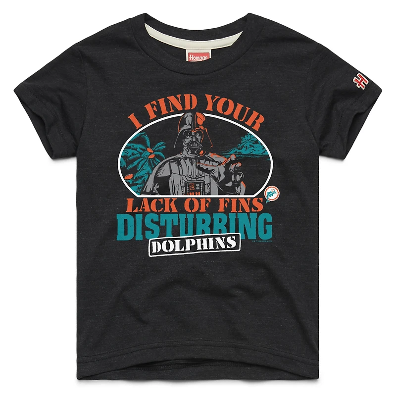 Youth Homage Black Miami Dolphins Star Wars x NFL Tri-Blend T-Shirt