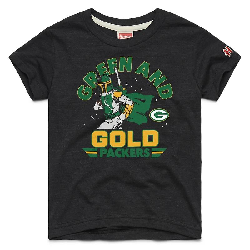 Youth Homage Black Green Bay Packers Star Wars x NFL Tri-Blend T-Shirt