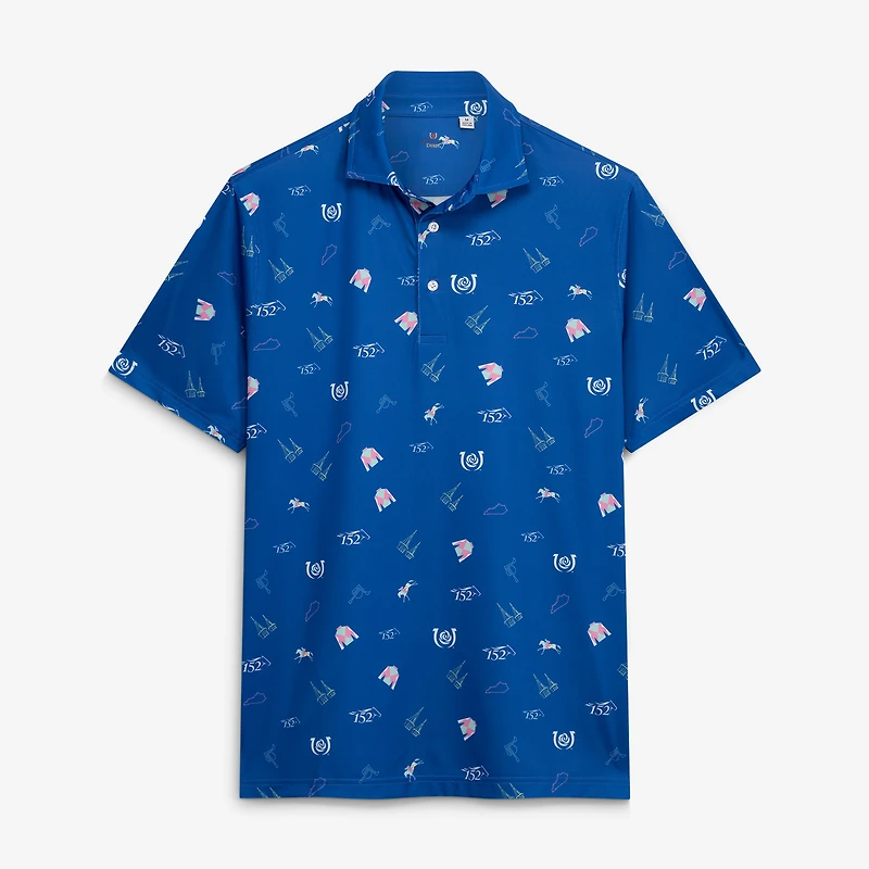 Men's Full Turn  Blue 152nd Kentucky Derby Tossed Icons Freshtek Polo
