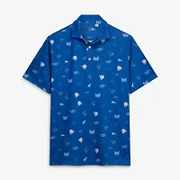 Men's Full Turn  Blue 152nd Kentucky Derby Tossed Icons Freshtek Polo