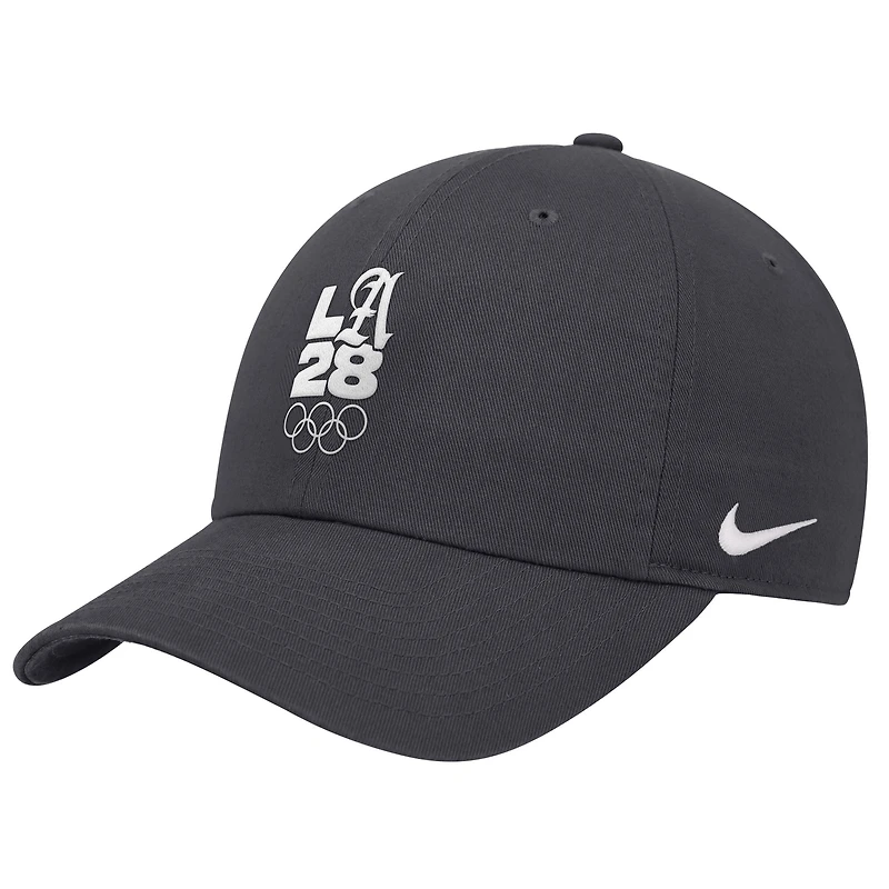 Men's Nike Anthracite LA28 Summer Olympics Script Club Adjustable Hat
