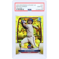 Bryce Harper Philadelphia Phillies 2023 Bowman Chrome Sapphire Yellow Refractor #97 #23/50 PSA Authenticated 10 Card