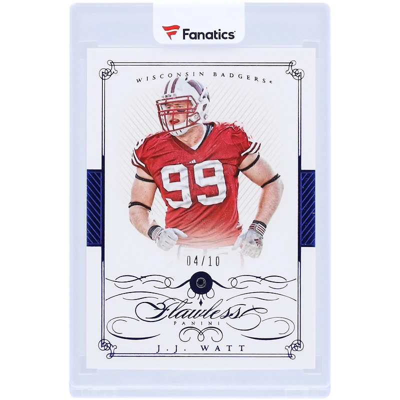 J.J. Watt Wisconsin Badgers 2015 Panini National Treasures Collegiate Sapphire Gem #53 #4/10 Card