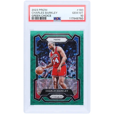 Charles Barkley Philadelphia 76ers 2023-24 Panini Prizm Green Choice Prizm #180 #7/8 PSA Authenticated 10 Card