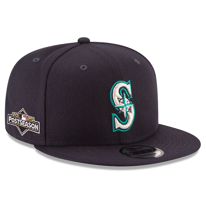 Men's New Era Navy Seattle Mariners 2025 MLB Postseason Side Patch 9FIFTY Snapback Hat