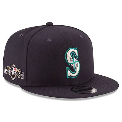 Men's New Era Navy Seattle Mariners 2025 MLB Postseason Side Patch 9FIFTY Snapback Hat
