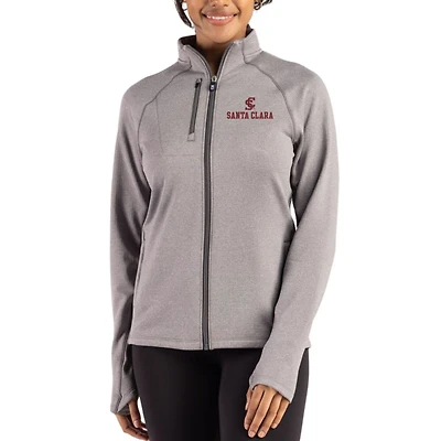 Women's Cutter & Buck Heather Gray Santa Clara Broncos Peshastin Fleece Recycled Raglan Full-Zip Jacket