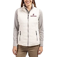 Women's Cutter & Buck Oatmeal Santa Clara Broncos Rainier PrimaLoft Eco Insulated Full-Zip Puffer Vest