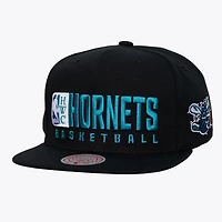 Men's Mitchell & Ness Black Charlotte Hornets Hardwood Classics Old School Stacked Text Snapback Hat