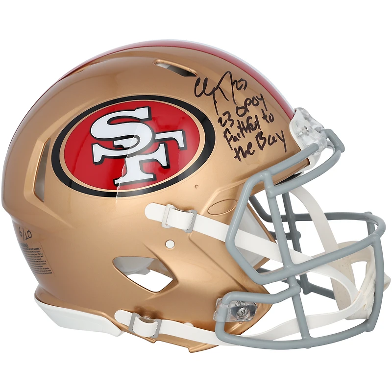 Christian McCaffrey San Francisco 49ers Autographed Riddell Speed Authentic Helmet with "23 OPOY" & "Faithful to the Bay" Inscriptions - Limited Edition of 10