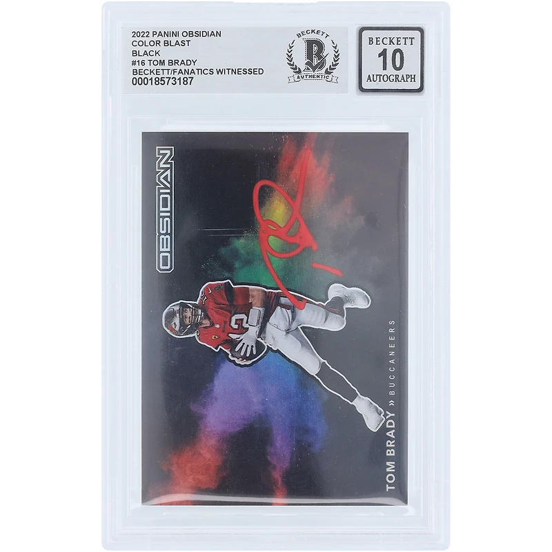 Tom Brady Tampa Bay Buccaneers Autographed 2022 Panini Obsidian Colorblast Red Ink #16 Beckett Fanatics Witnessed Authenticated 10 Card