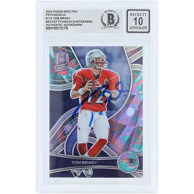 Tom Brady New England Patriots Autographed 2022 Panini Spectra Psychedelic #114 #1/5 Beckett Fanatics Witnessed Authenticated 10 Card