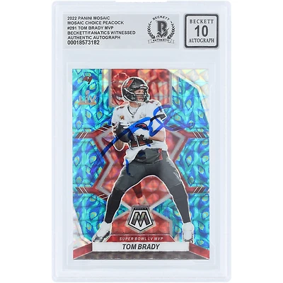 Tom Brady Tampa Bay Buccaneers Autographed 2022 Panini Mosaic Peacock Mosaic Choice #291 Beckett Fanatics Witnessed Authenticated 10 Card