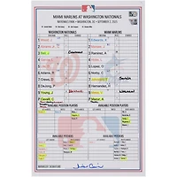 Washington Nationals Game-Used Lineup Card vs. Miami Marlins on September 2, 2025