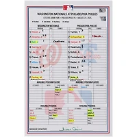 Washington Nationals Game-Used Lineup Card vs. Philadelphia Phillies on August 23, 2025