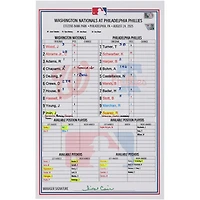 Washington Nationals Game-Used Lineup Card vs. Philadelphia Phillies on August 24, 2025