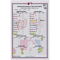 Washington Nationals Game-Used Lineup Card vs. New York Yankees on August 25, 2025