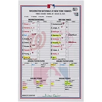 Washington Nationals Game-Used Lineup Card vs. New York Yankees on August 26, 2025
