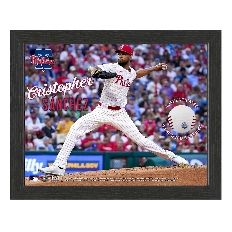 Cristopher Sanchez Philadelphia Phillies Framed 9" x 11" Photograph with a Piece of Game-Used Baseball