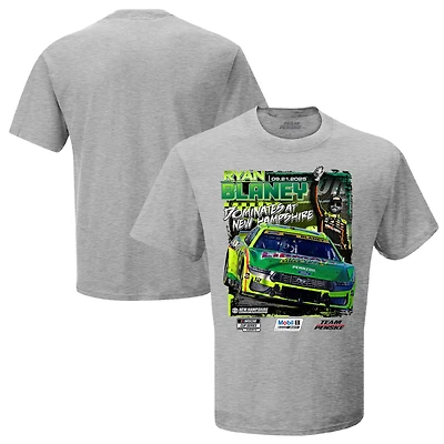 Men's Checkered Flag Sports Heather Gray Ryan Blaney 2025 Mobil 1 301 Race Winner T-Shirt