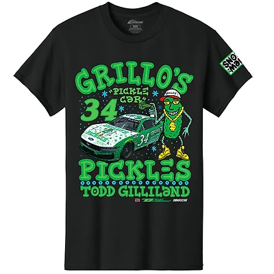 Men's Front Row Motorsports Black Todd Gilliland Grillo's Pickles T-Shirt