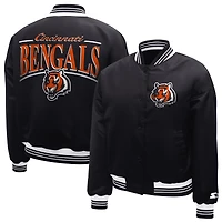 Women's Starter  Black Cincinnati Bengals Satin Full-Snap Varsity Jacket