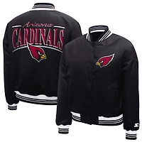 Women's Starter  Black Arizona Cardinals Satin Full-Snap Varsity Jacket