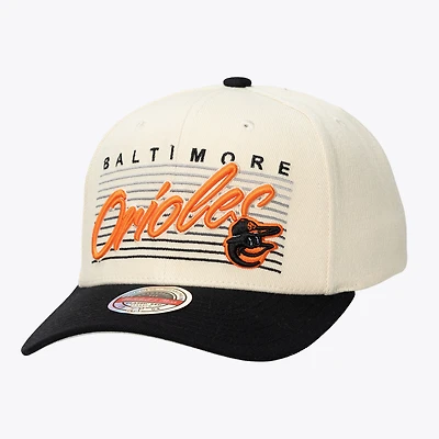 Unisex Mitchell & Ness  Cream Baltimore Orioles Retro Lines Stretch Snapback Hat