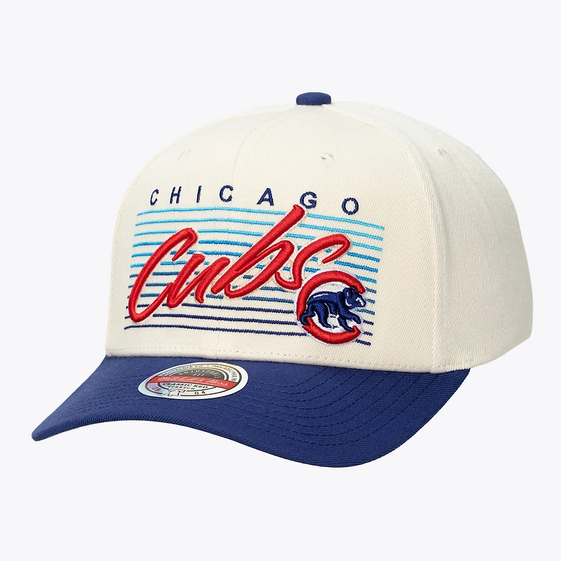 Unisex Mitchell & Ness  Cream Chicago Cubs Retro Lines Stretch Snapback Hat
