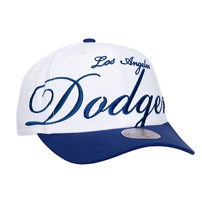 Unisex Mitchell & Ness White/Royal Los Angeles Dodgers XL Script Pro Crown Adjustable Hat