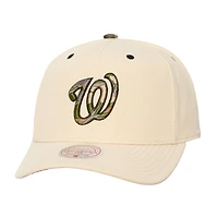 Unisex Mitchell & Ness Cream Washington Nationals Camo Logo Pro Crown Snapback Hat