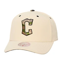 Unisex Mitchell & Ness Cream Cleveland Guardians Camo Logo Pro Crown Snapback Hat
