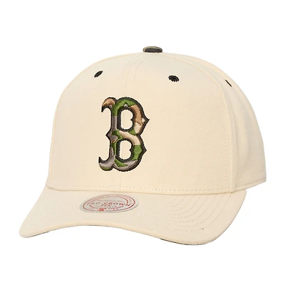 Unisex Mitchell & Ness Cream Boston Red Sox Camo Logo Pro Crown Snapback Hat