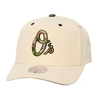 Unisex Mitchell & Ness Cream Baltimore Orioles Camo Logo Pro Crown Snapback Hat