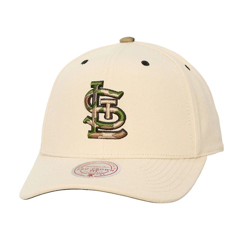 Unisex Mitchell & Ness Cream St. Louis Cardinals Camo Logo Pro Crown Snapback Hat