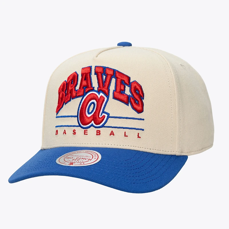 Unisex Mitchell & Ness Cream Atlanta Braves Retro Arch Pro Pinch Snapback Hat