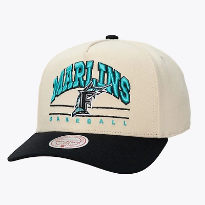 Unisex Mitchell & Ness Cream Florida Marlins Retro Arch Pro Pinch Snapback Hat