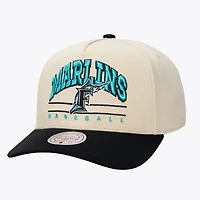 Unisex Mitchell & Ness Cream Florida Marlins Retro Arch Pro Pinch Snapback Hat