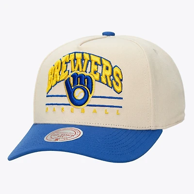 Unisex Mitchell & Ness Cream Milwaukee Brewers Retro Arch Pro Pinch Snapback Hat