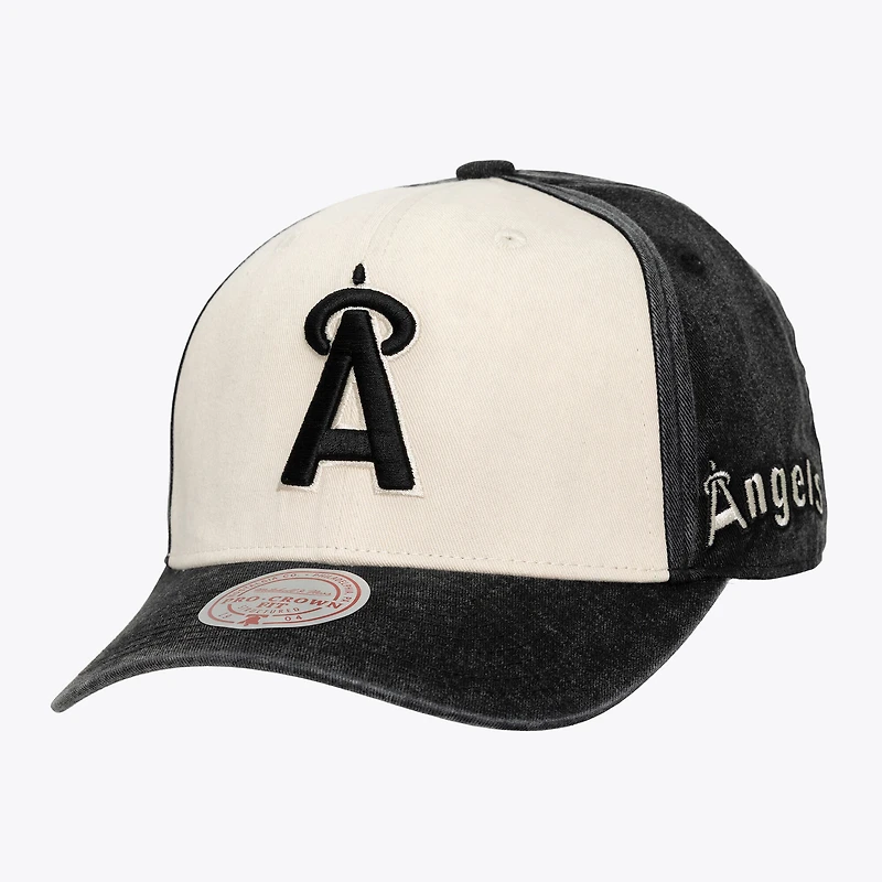 Unisex Mitchell & Ness Cream/Black California Angels Snow Block Pro Crown Snapback Hat