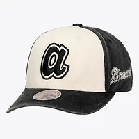 Unisex Mitchell & Ness Cream/Black Atlanta Braves Snow Block Pro Crown Snapback Hat